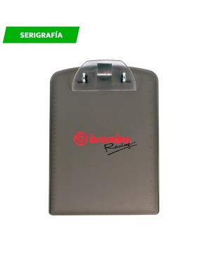 Tabla de plástico con clip para documentos.