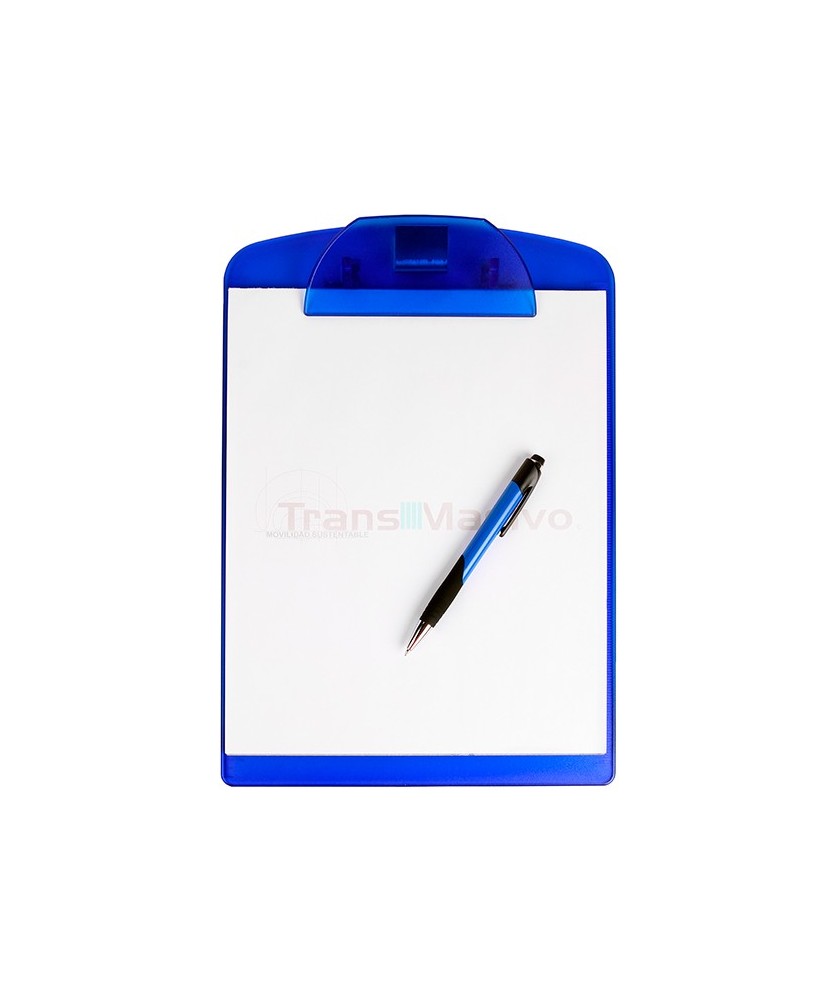 Tabla de plástico con clip para documentos.