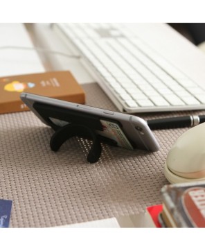 Porta tarjetas y soporte para celular.