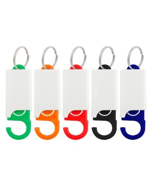 Llavero de plástico con gancho.