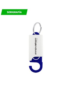 Llavero de plástico con gancho.